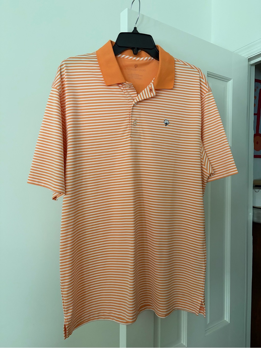 The Southern Shirt Company Orange & White Striped Polo